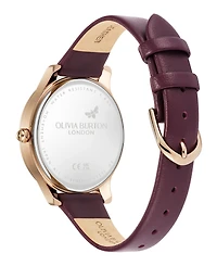 Olivia Burton Women's Beaulieu Cherry Leather Strap Watch, 36mm