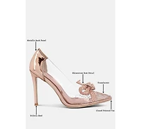 Women Erika Rhinestones Embellished Clear Pump Shoes