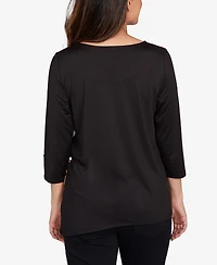 Ruby Rd. Petite Button Sleeve Bold Floral Top