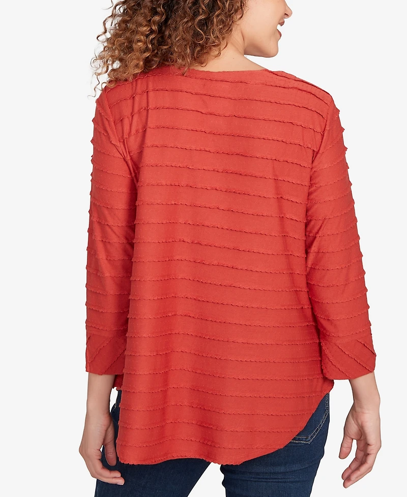 Ruby Rd. Petite Scalloped Jacquard Knit Top