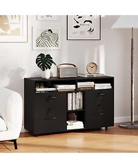 Costway File Cabinet with Lock 4 Drawers Fits Files A4/Letter Adjustable Shelf