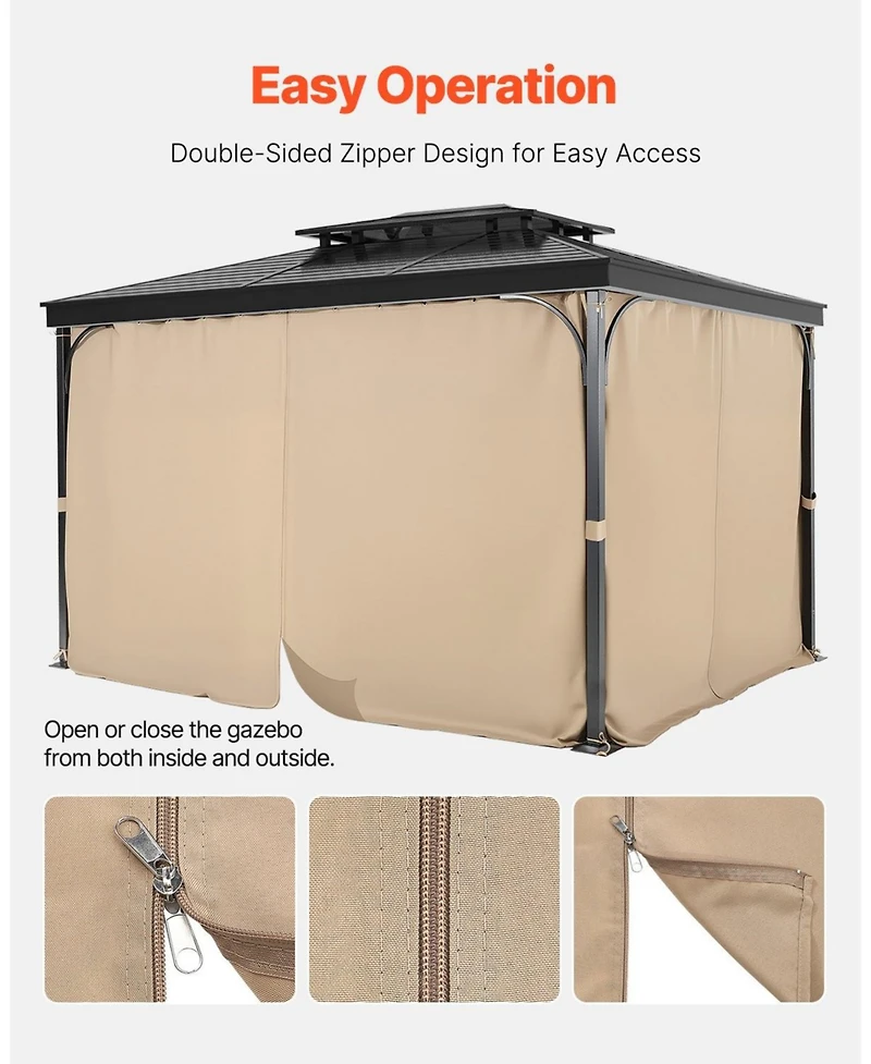 Slickblue Waterproof Patio Gazebo Curtain Panels for Outdoor Privacy and Comfort