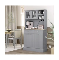 Slickblue Modern Kitchen Storage Cabinet with Doors and Shelves for Pantry and Dining Room Use