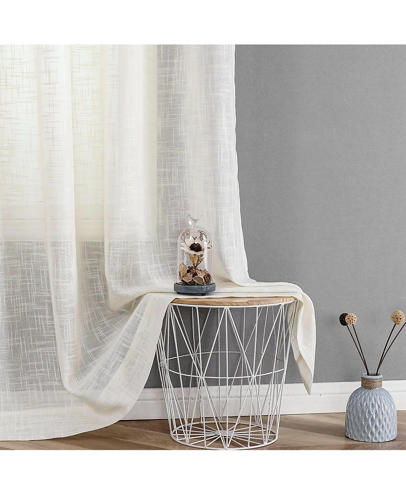 Kate Aurora 2 Pack Semi Sheer Linen Blend Grommet Top Window Curtains - 52 in. W x 84 L, Coral