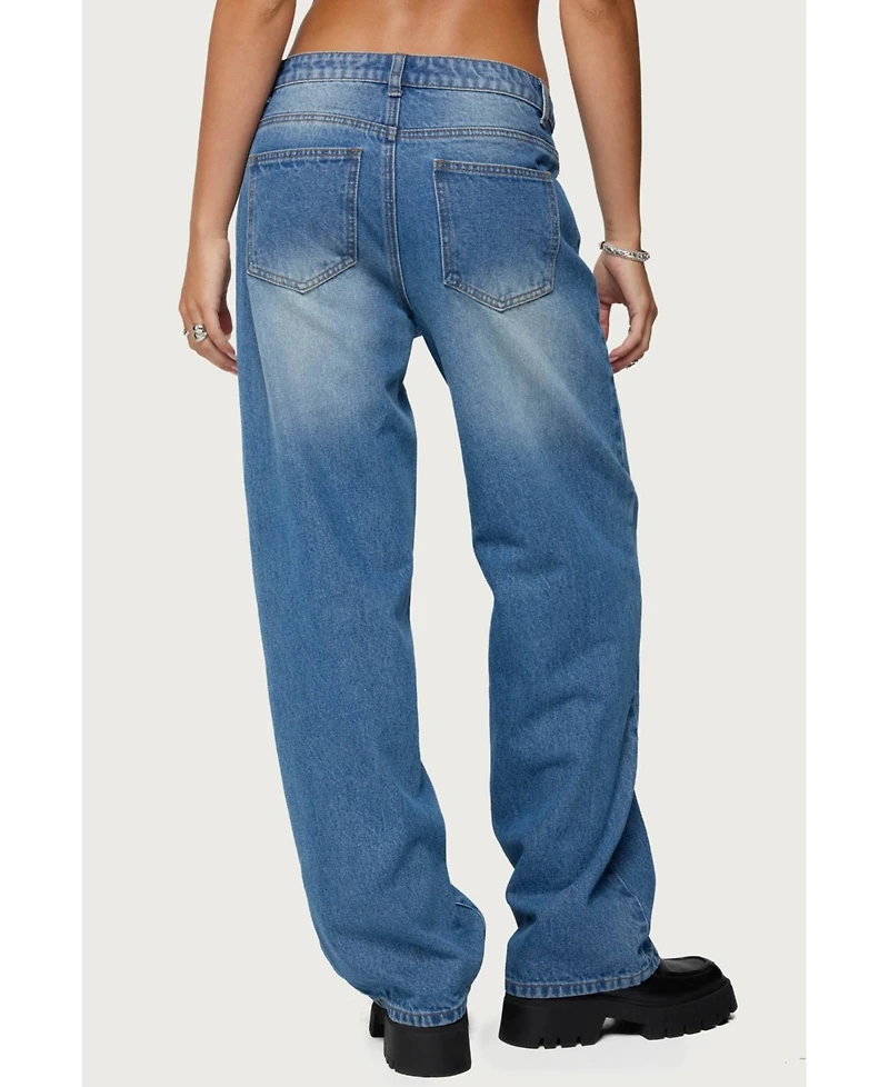 Edikted Women's Rorie Mid Rise Straight Leg Jeans