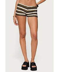 Edikted Women's Elita Striped Textured Knit Shorts