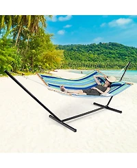 Gymax Patio Hammock Foldable Portable Swing Chair Bed Detachable Pillow