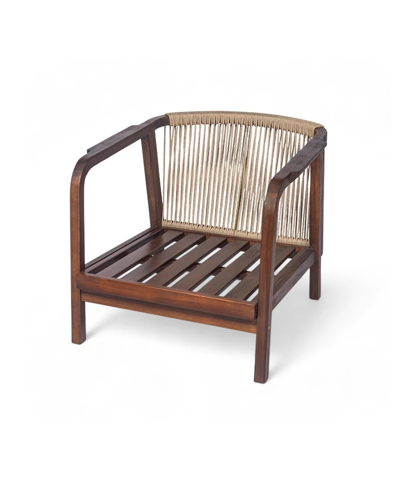 Streamdale 2x 28" Outdoor Lounge Chairs - Woven Back, Wood Frame, Cushions