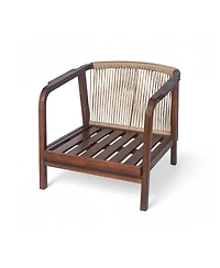 Streamdale 2x 28" Outdoor Lounge Chairs - Woven Back, Wood Frame, Cushions