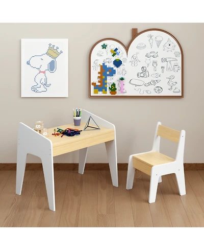 Streamdale Furniture Kids Table & Chair Set - White/Natural