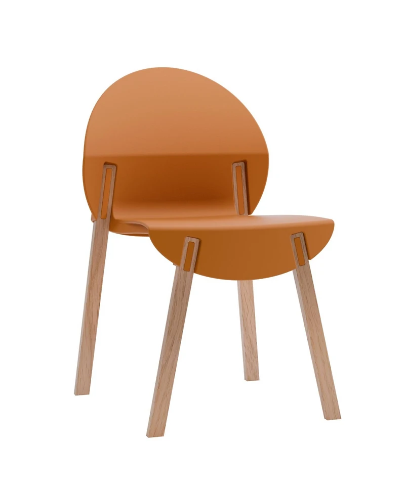 Streamdale Furniture Tropical Orange Chairs - Red Oak Legs, Dining Set (4-Pack)