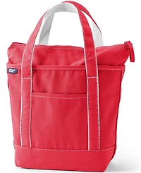 Lands' End Medium Solid Color 5 Pocket Zip Top Canvas Tote Bag
