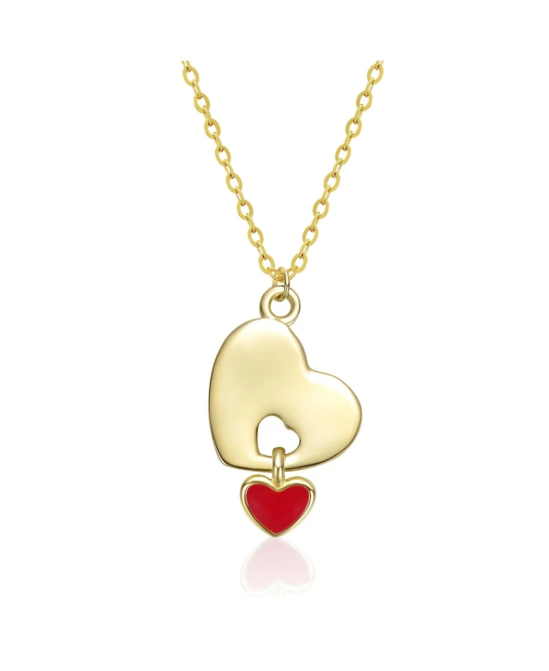 GiGiGirl 14K Gold Plated with Floating Red With Heart Pendant Necklace For Kids