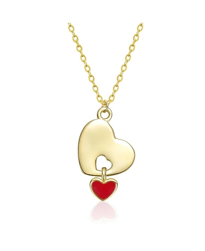 GiGiGirl 14K Gold Plated with Floating Red With Heart Pendant Necklace For Kids