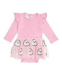 Sweet Wink Baby Girls Ghost Sequin Halloween Long Sleeve Tutu Bodysuit