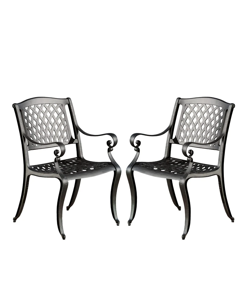 Flynama Cayman Arch Mesh Aluminum Dining Chairs Set of 2 Outdoor Patio Seating
