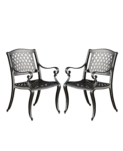 Flynama Cayman Arch Mesh Aluminum Dining Chairs Set of 2 Outdoor Patio Seating