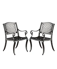 Flynama Cayman Arch Mesh Aluminum Dining Chairs Set of 2 Outdoor Patio Seating