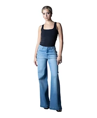 Blue Revival Women's Mid-Rise Wide-Leg Sailor-Button Jeans