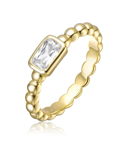 Rachel Glauber 14K Gold Plated with Clear Cubic Zirconia Statement Ring