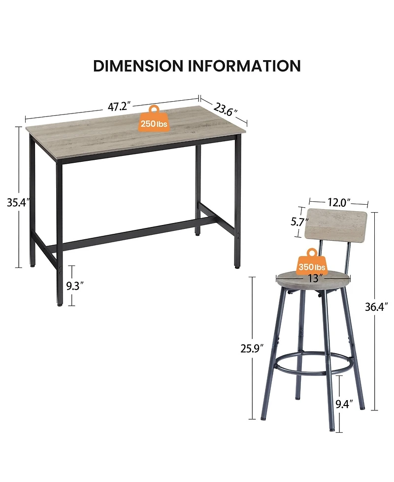 Casainc 7 Piece Pub Dining Table Set with 6 Upholstered Bar Chairs for Kitchen or Living Room