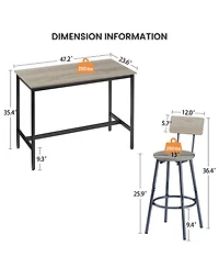 Casainc 7 Piece Pub Dining Table Set with 6 Upholstered Bar Chairs for Kitchen or Living Room
