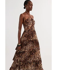 Karen Millen Women's Tiered Halterneck Midi Dress
