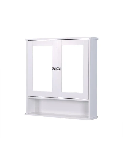 Casainc Wall Mounted Bathroom Cabinet with 2 Mirror Doors and Adjustable Shelf