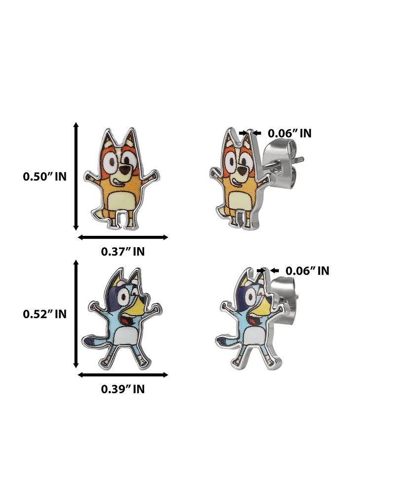 Bluey 4-Pack Stud Earrings Set - Character Jewelry Gift for Kids