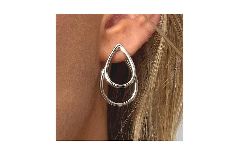 Double Petal Earrngs front and back