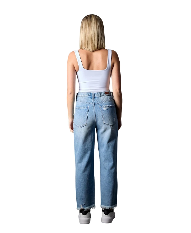 Blue Revival Women's Miami Paisley Patchwork 100% Cotton Straight Leg Jeans
