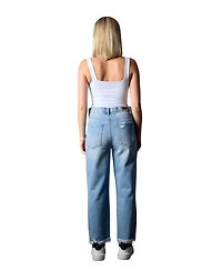 Blue Revival Women's Miami Paisley Patchwork 100% Cotton Straight Leg Jeans