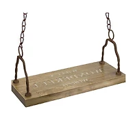 Rustic Wood Garden Swing With Iron Handles for Patio or Yard