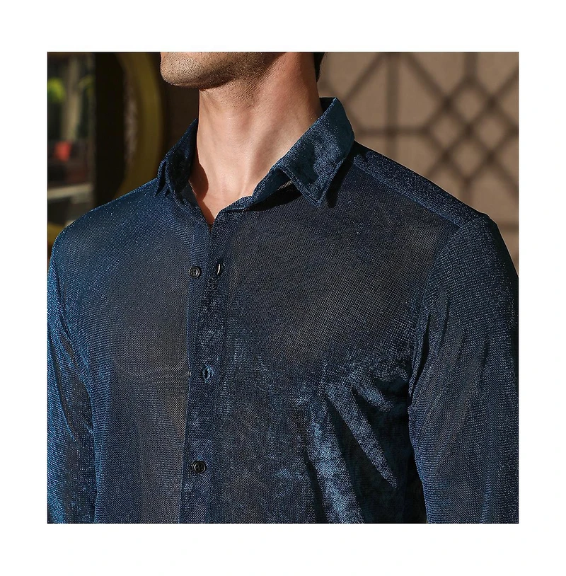 Campus Sutra Men's Men 's Solid Velvet Shirt