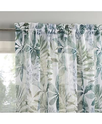 No. 918 Fauna Foliage Print Crushed Voile Sheer Rod Pocket Curtain Panel