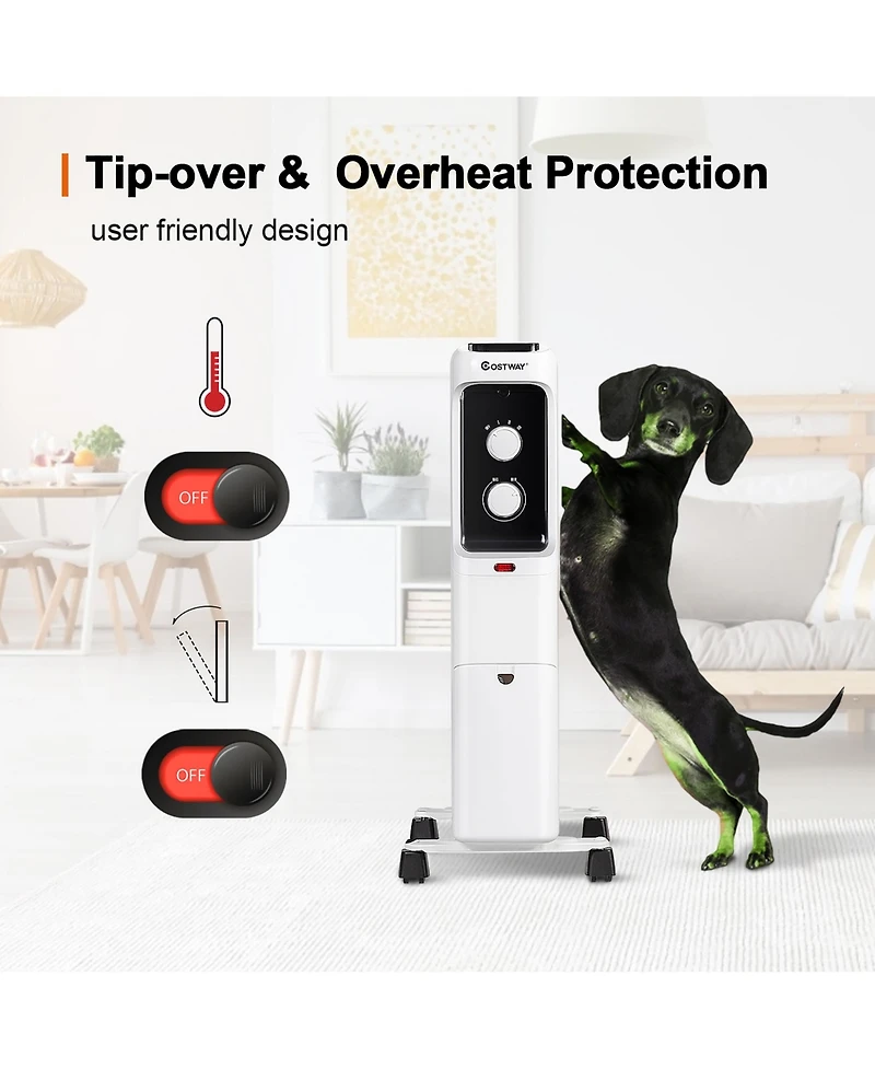 Costway 1500W Oil Filled Heater Portable Radiator Space Heater