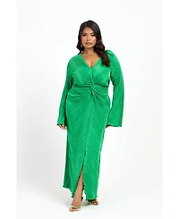 Fashion-szn Curve Women's Plisse Flare Sleeve Midaxi Dress