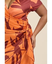 Fashion-szn Curve Plus Floral Wrap Jersey Midi Dress