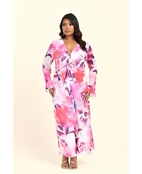 Fashion-szn Curve Women's Floral Twist Front Midi Dress