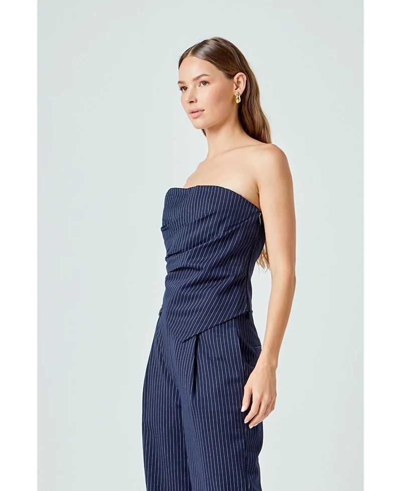 endless rose Women's Stripe Draped Corset Top