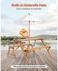 Slickblue 2-in-1 Transforming Wooden Picnic Table and Bench Set for Outdoor Use