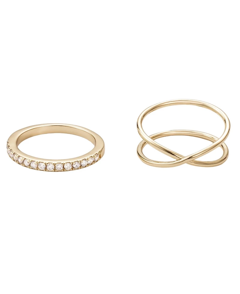 Adornia Gold Cubic Zirconia X and Eternity Ring Set
