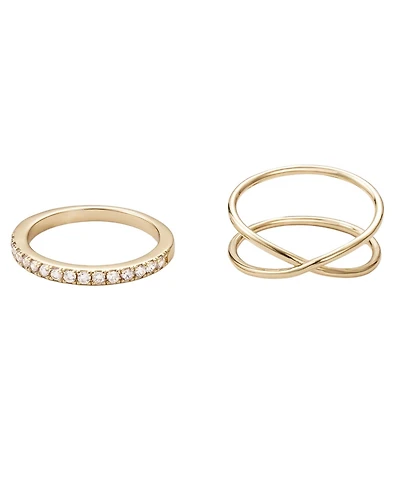 Adornia Gold Cubic Zirconia X and Eternity Ring Set