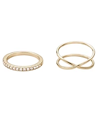 Adornia Gold Cubic Zirconia X and Eternity Ring Set