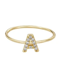 Adornia Gold Cubic Zirconia Pave Initial Ring A sz 6
