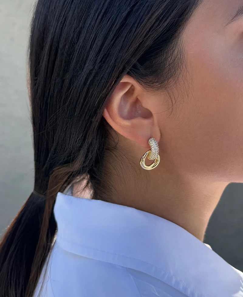 Adornia Tarnish Resistant Gold Crystal Doorknocker Earrings