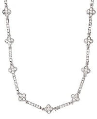 Adornia Silver Crystal Clover Tennis Necklace