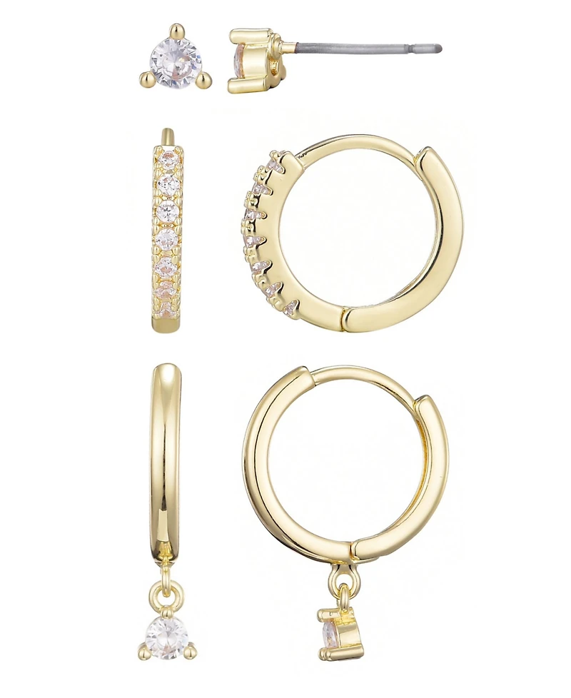 Adornia Gold Cubic Zirconia Earring Set