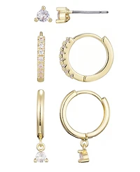 Adornia Gold Cubic Zirconia Earring Set