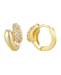 Adornia Gold Cubic Zirconia Double Band Hoop Huggie Earring